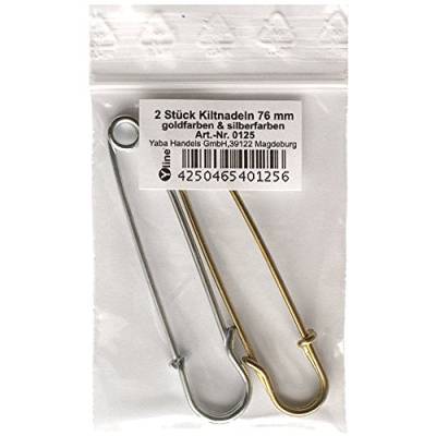 2er Set Kiltnadel 76mm 1x Gold + 1x Silber, Maxi Sicherheitsnadeln groß, Schmucknadel Ziernadeln Nadel Nadeln, 0125 von Yline